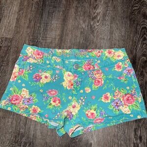 WallFlower~size 5~Women's Shorts Green Floral Print 98% Cotton 2% Spandex